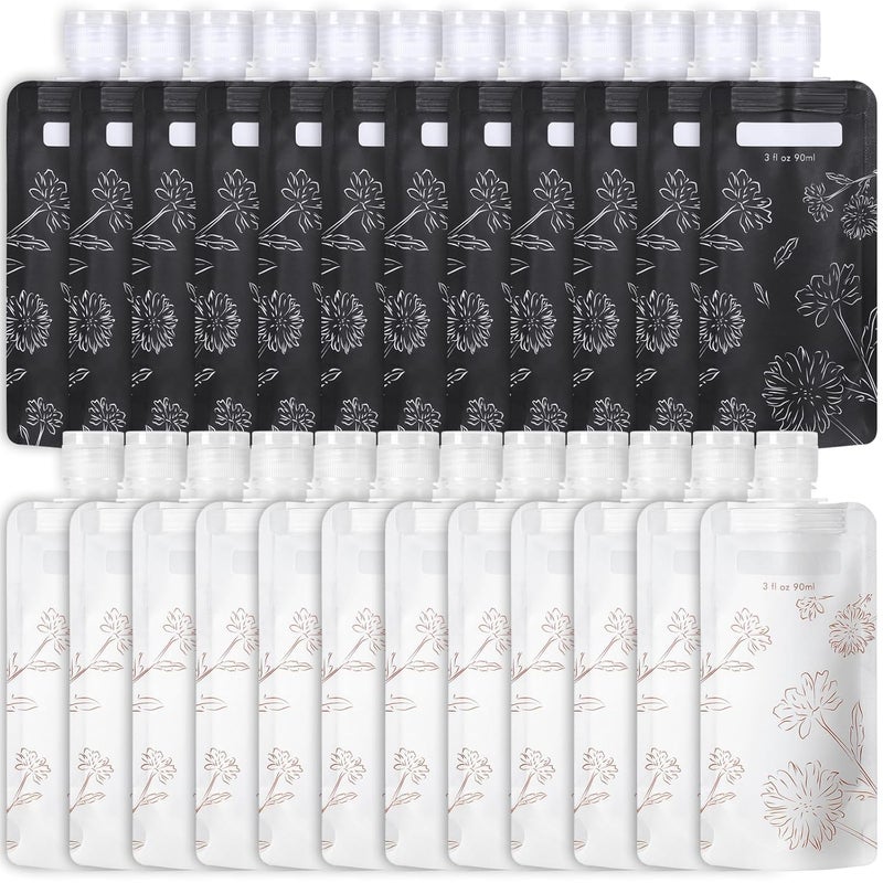 Packism Travel Bottles for Toiletries - 24 Pack Leak Proof 3oz TSA Approved Travel Pouches, Stand Up, Slim & Lightweight Design, Space Saving, Pack More Shampoo Conditioner Lotion Body Wash - Image 1